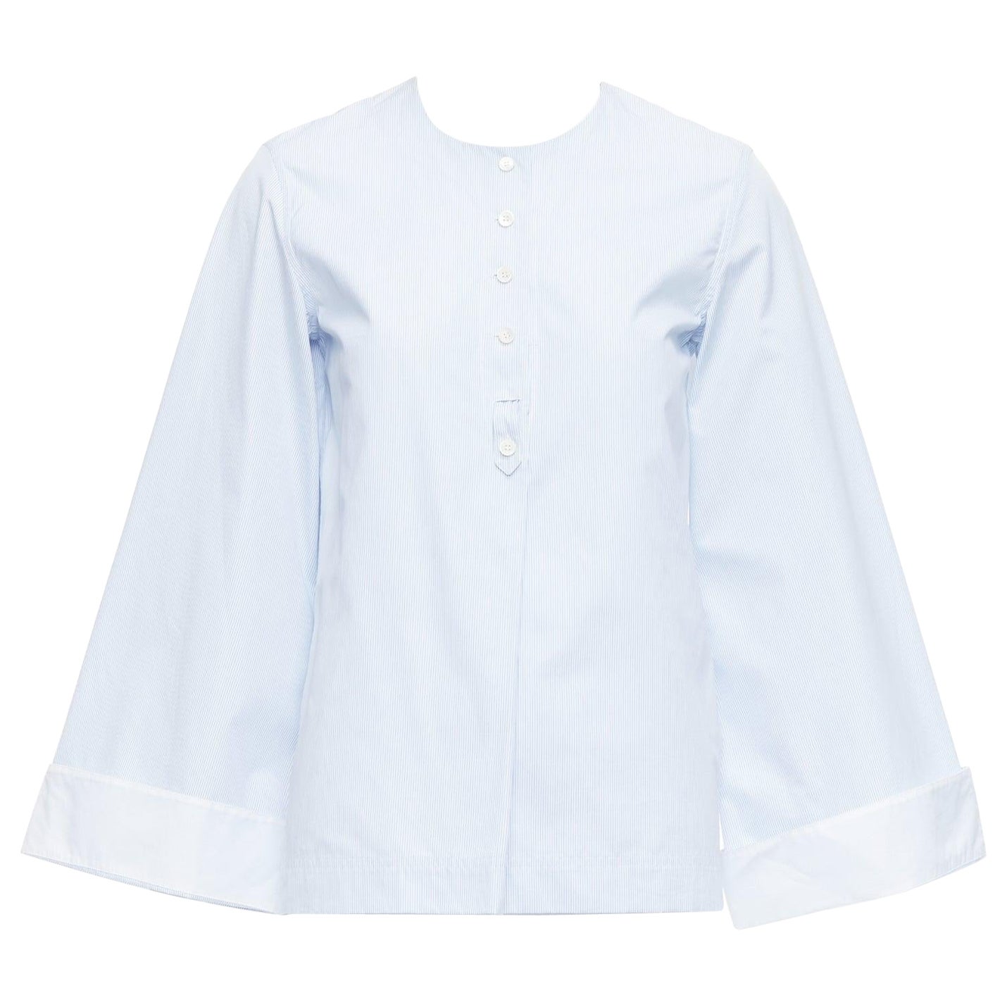 OLD CELINE Phoebe Philo blue pinstripe flare cuffed shirt top FR34 XS For Sale