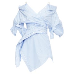 Alexander Wang, abito a spalla trasparente con camicia bianca e blu US0 XS