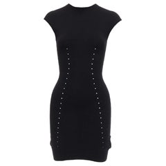 ALEXANDER WANG - Robe bodycon en maille pointelle de laine mélangée noire XS