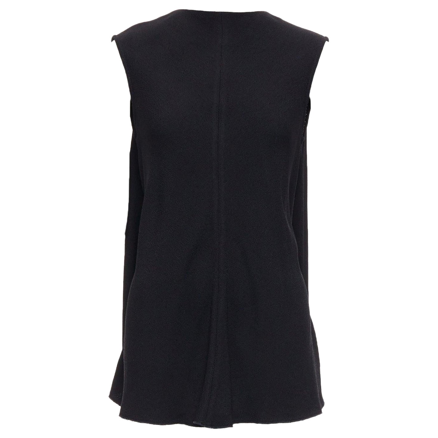VICTORIA BECKHAM black drape backless inserted belt crew neck top For Sale