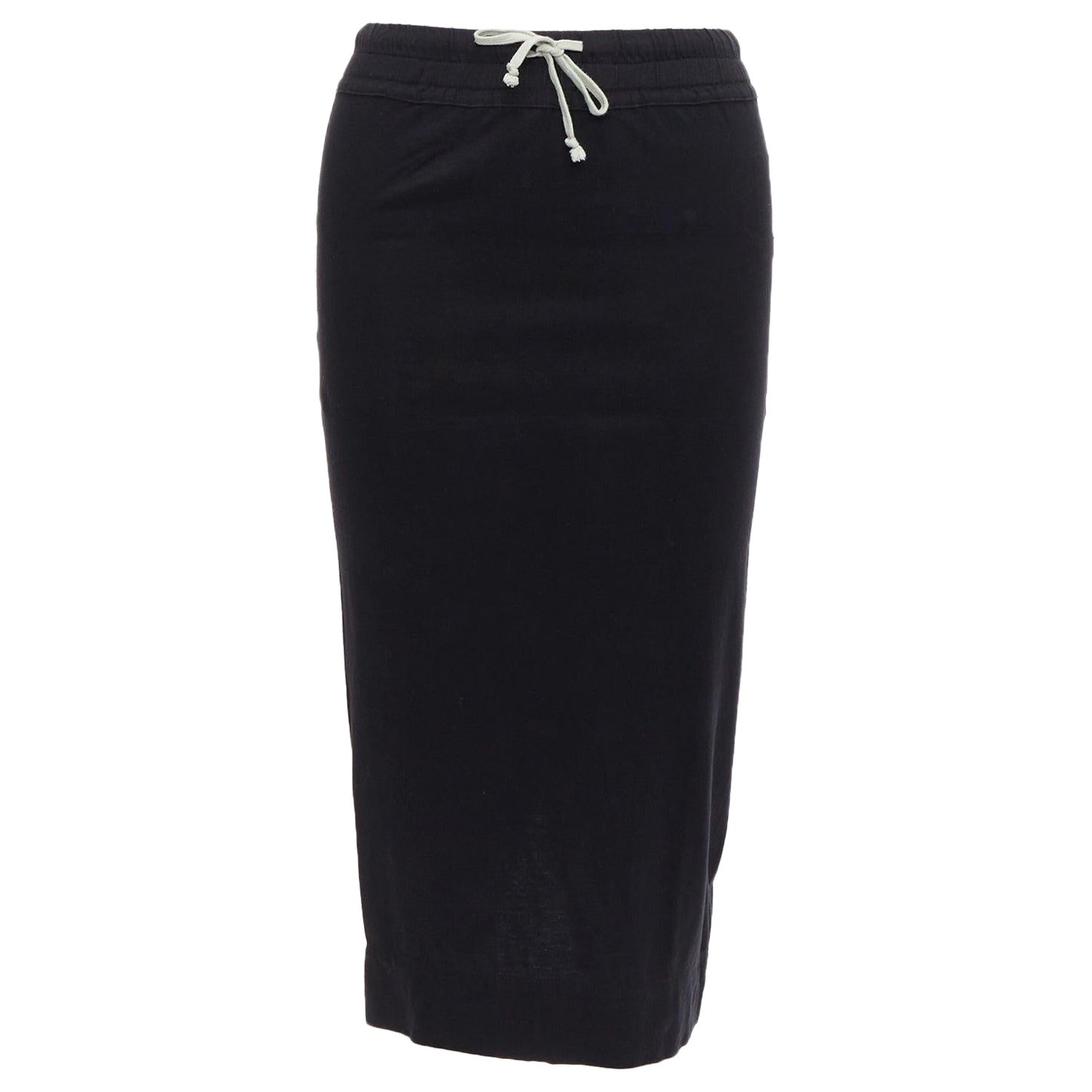 RICK OWENS DRKSHDW black drawstring elasticated waist back slit skirt XS For Sale