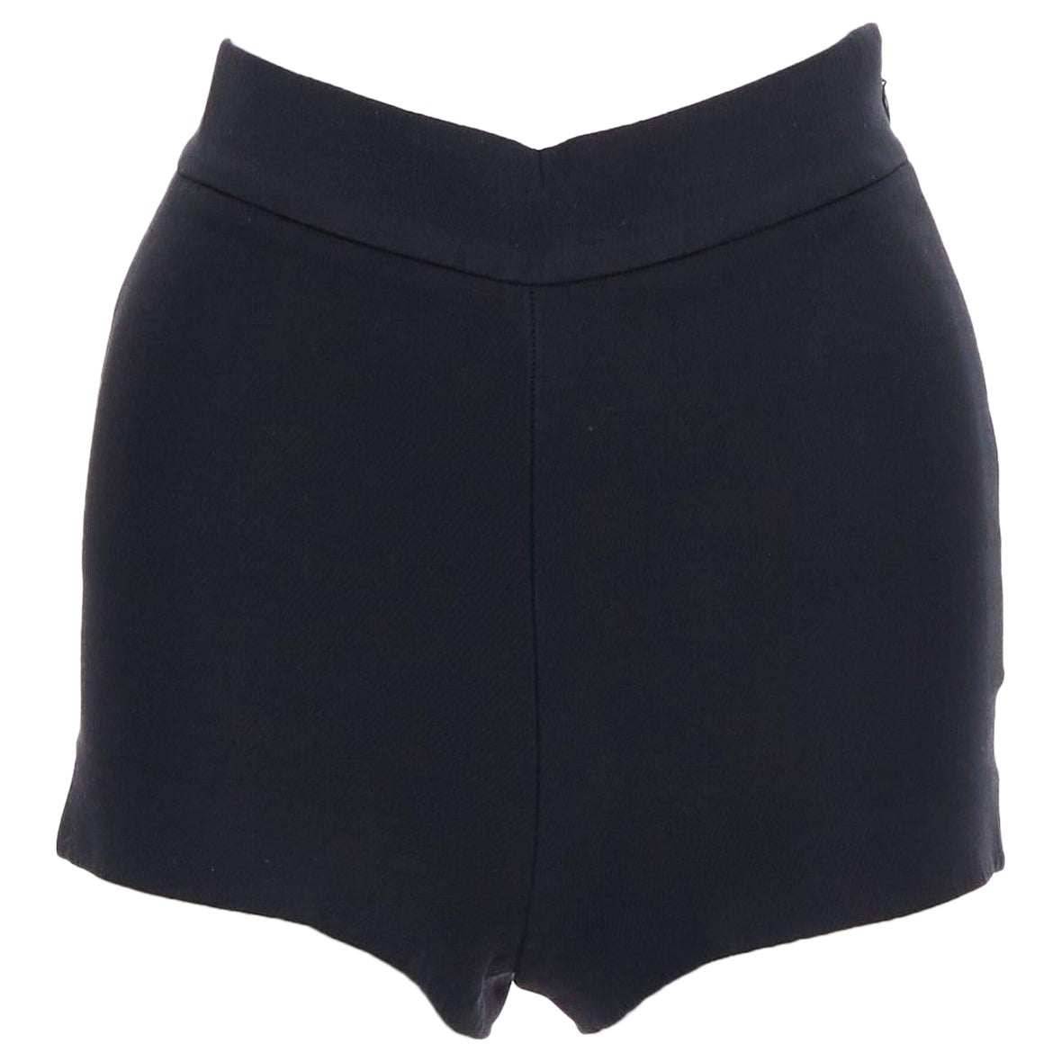 CHRISTIAN DIOR Schwarze Wolle-Seiden-Krepp-Rückenabnäher Shorts mit hoher Taille FR34 XS