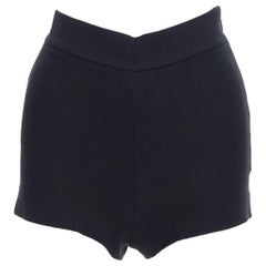 CHRISTIAN DIOR black wool silk crepe back darted high waisted shorts FR34 XS
