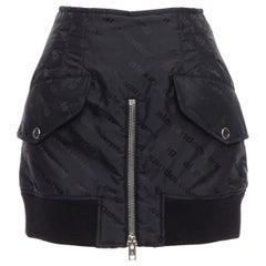 ALEXANDER WANG schwarzer Logo-Print dekonstruierter Bomber-Nylon-Minirock US0 XS