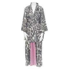 OSCAR DE LA RENTA SS19 Laufsteg braun schwarz leopard rosa Seide gefüttert Kimono L