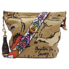 DIOR DiorAvenue Sauvage Special Edition brown logo canvas embroidery hobo bag