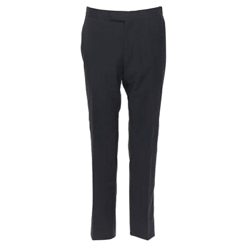 DRIES VAN NOTEN wool cotton blend black verticle striped cropped trousers IT46 S