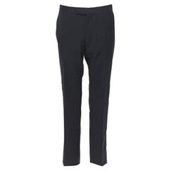 DRIES VAN NOTEN pantaloni a righe verticali in lana e cotone nero IT46 S