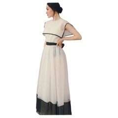 Vintage Sailor Collar Organza Dress With Detachable Lining