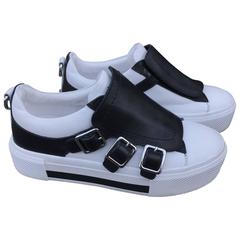 Alexander McQueen Black and White Leather Sneakers Size 6 8