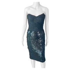 Dolce & Gabbana S/S 2013 Unworn Bustier Corset Lace Sequin Black Midi Dress