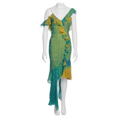 John Galliano Bias-Cut Silk Dress in an Ombre Dyed Turquoise and Yellow, SS 2003