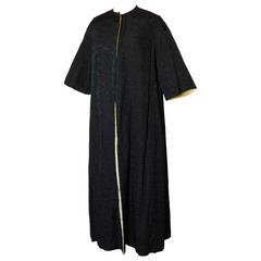 Exquisite Brocade Opera Coat Black + Cream Reversible 1960s M 8