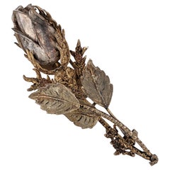 Victorian Tri Color Silver Rose Brooch