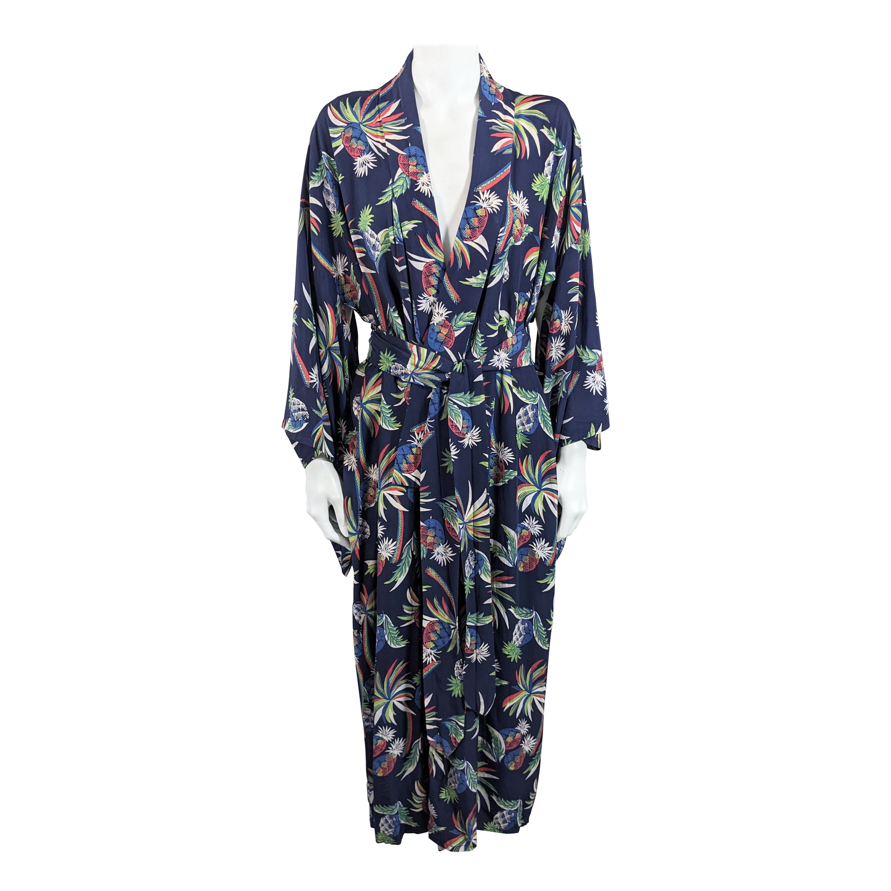 Tropical Rayon Print Kimono, 1940s For Sale