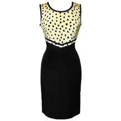 Louis Feraud Silk Faille Sleeveless Dress with Polka Dots Size 8 1980s 3