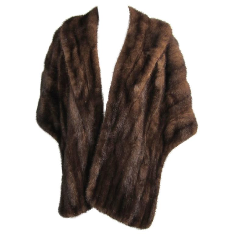 Vintage Dark Brown 1960's Mink Fur Shrug Shawl Wrap Large at 1stDibs