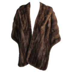 Vintage Dark Brown 1960's Mink Fur Shrug Shawl Wrap Large 