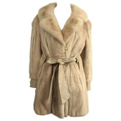 Vintage 1970's Mod Cream Mink Fur Jacket Large Coat 9