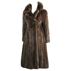 Vintage Rich Brown Mink Fur Coat 1970's