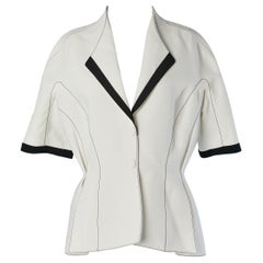 Weiße einreihige Jacke mit schwarzem Rand Thierry Mugler ca. 1990er Jahre