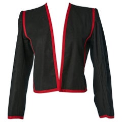 Giacca boléro nera con bordi rossi Saint Laurent Rive Gauche