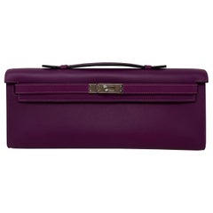 Hermes Purple Kelly Cut Clutch