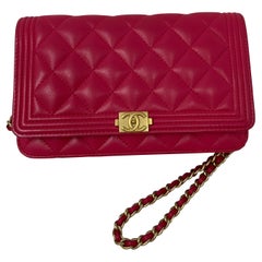 Chanel Boy Hot Pink Wallet On A Chain Bag