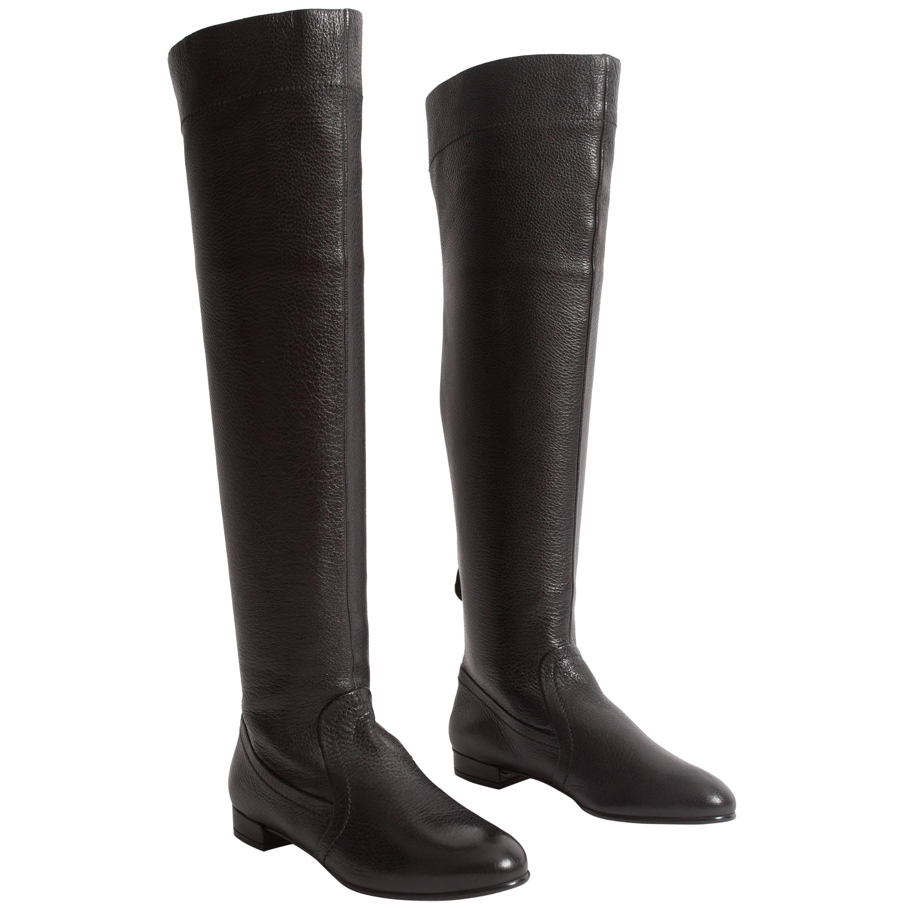 Alaia black leather riding boots, size 37.5