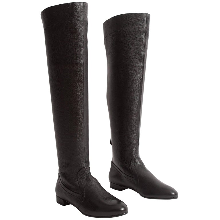 Alaia black leather riding boots, size 37.5 For Sale