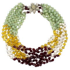 Carlo Zini Choker Necklace Multicolor Faceted Beads