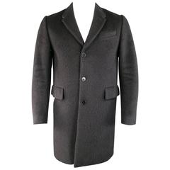 Men's PS by PAUL SMITH 38 Black Fuzzy Wool / Mohair Notch Lapel Coat