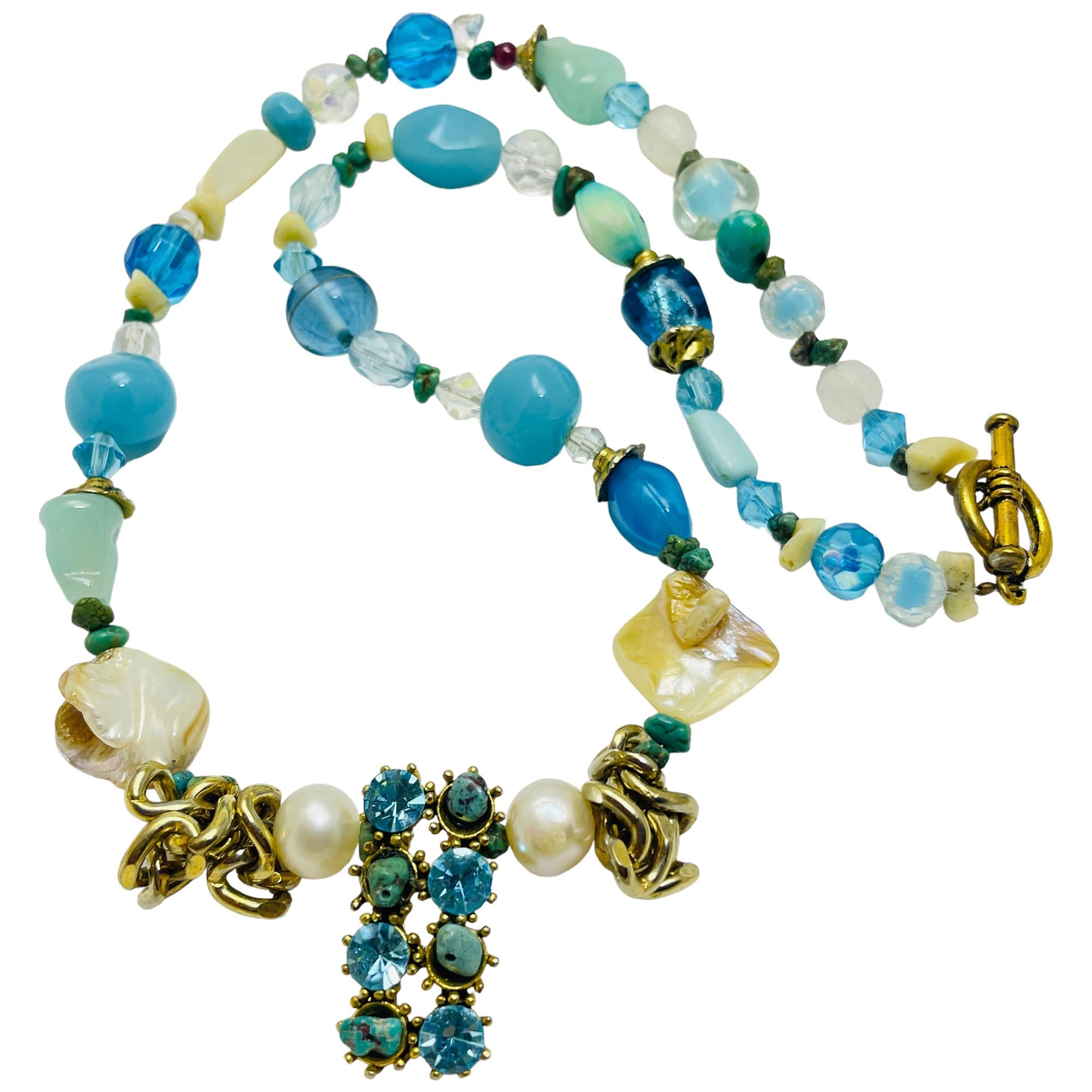 Vintage gold tone designer necklace For Sale