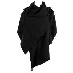 COMME DES GARCONS asymmetrical black wool wrap sweater with raw edges 10