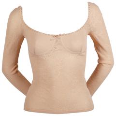 2003 ALEXANDER MCQUEEN peach pointelle knit sweater with bustier detail 10