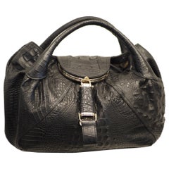 Borsa Spy di Fendi con stampa croco nera