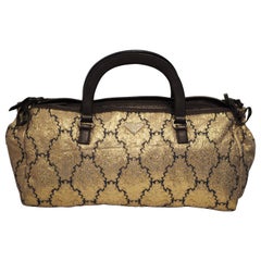 Borsa Prada con manico in broccato marrone e oro