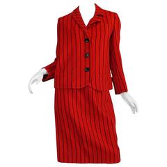 Important c1963 Rudi Gernreich Striped Unmatched Collar Suit 4
