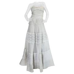 Vintage 1950s Hardy Amies Couture Fine Silk Organza & Lace Dress