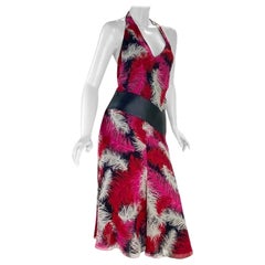 F&F Vintage 2000 Gianni Versace Couture Robe en soie avec détails en cuir