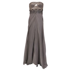 2008 Vintage Versace Strapless Crystal & Metal Embellished Silk Chiffon Gown 40
