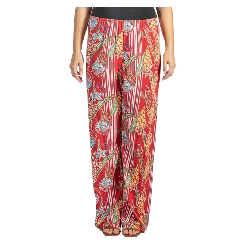 1990S Pijama de rayón rojo multicolor