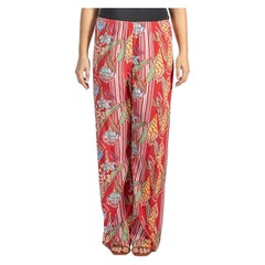 1990S Red Multicolored Rayon Pajamas