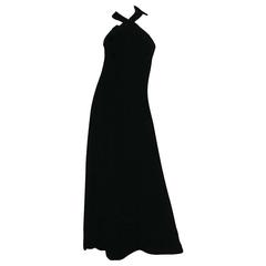 Late 1970s Christian Dior Demi-Couture Velvet Halter Dress 7