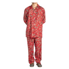 Pijama de hombre de rayón rojo de los años 40