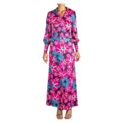 1970S Hot Pink Printed Skirt & Top Ensemble