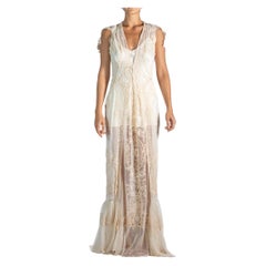 MORPHEW ATELIER Cream Victorian Cotton Embroidered Net Gown