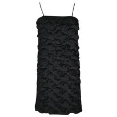 Chanel 09C Black Petal Textured Spaghetti Strap Mini Dress 4