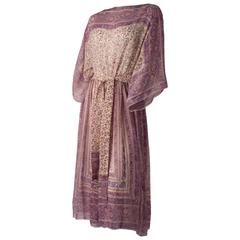 70s Silk Chiffon Printed Handkerchief Dress