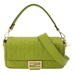 Fendi Baguette Lambskin Leather Crossbody Bag Medium Lime Green